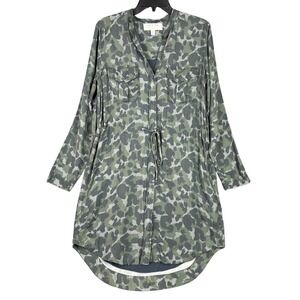 Cloth & Stone Anthropologie Camo Utility Tunic Dress Trendy Streetwear Layering